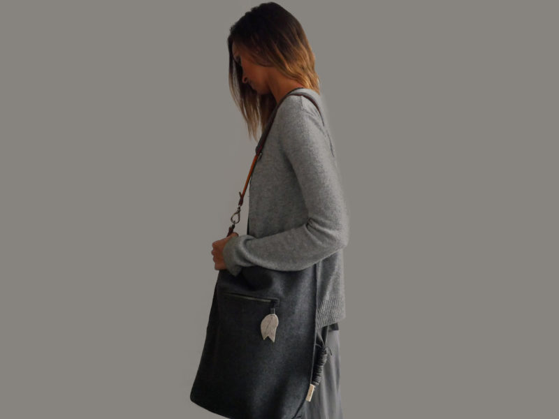 Grey felt handbag